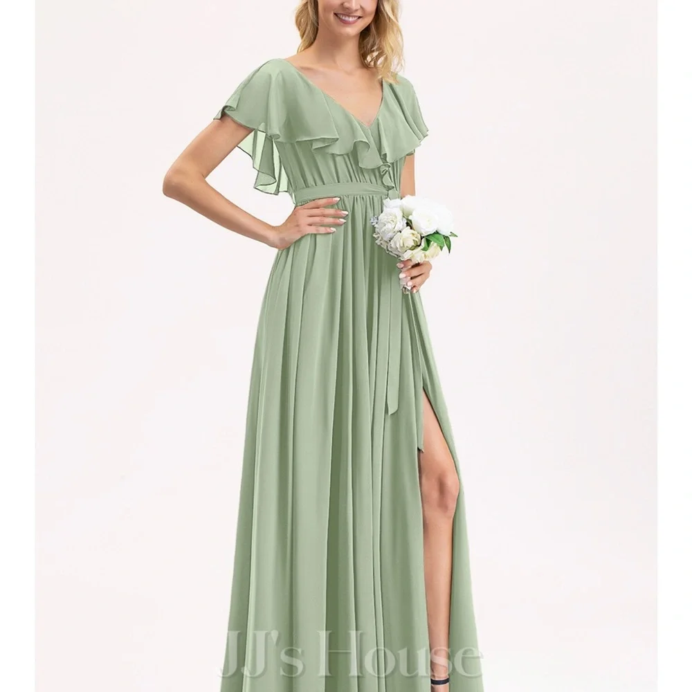 Elegant Bridesmaid Green Maxi Dress - Picture 4 of 4